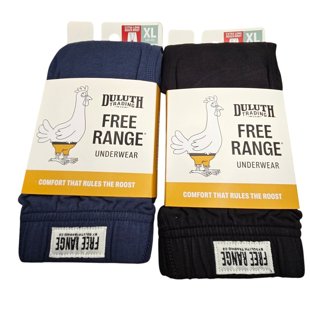 Duluth Trading Co Free Range Boxer Briefs Mens XL Blue Black Extra Long 2 Pack
